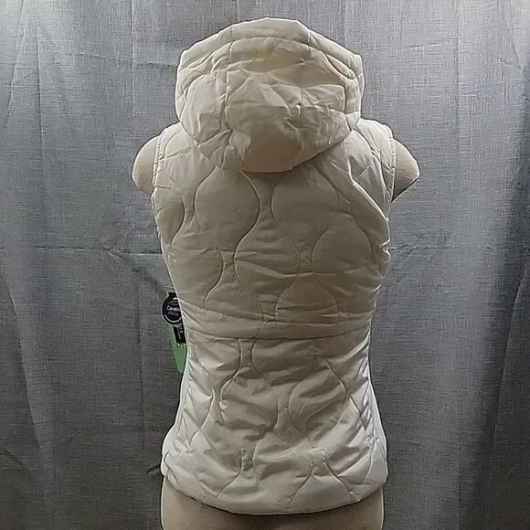 Cavalini NWT White Hooded Puffer Vest Fleece Lined, Women's PS - Read
